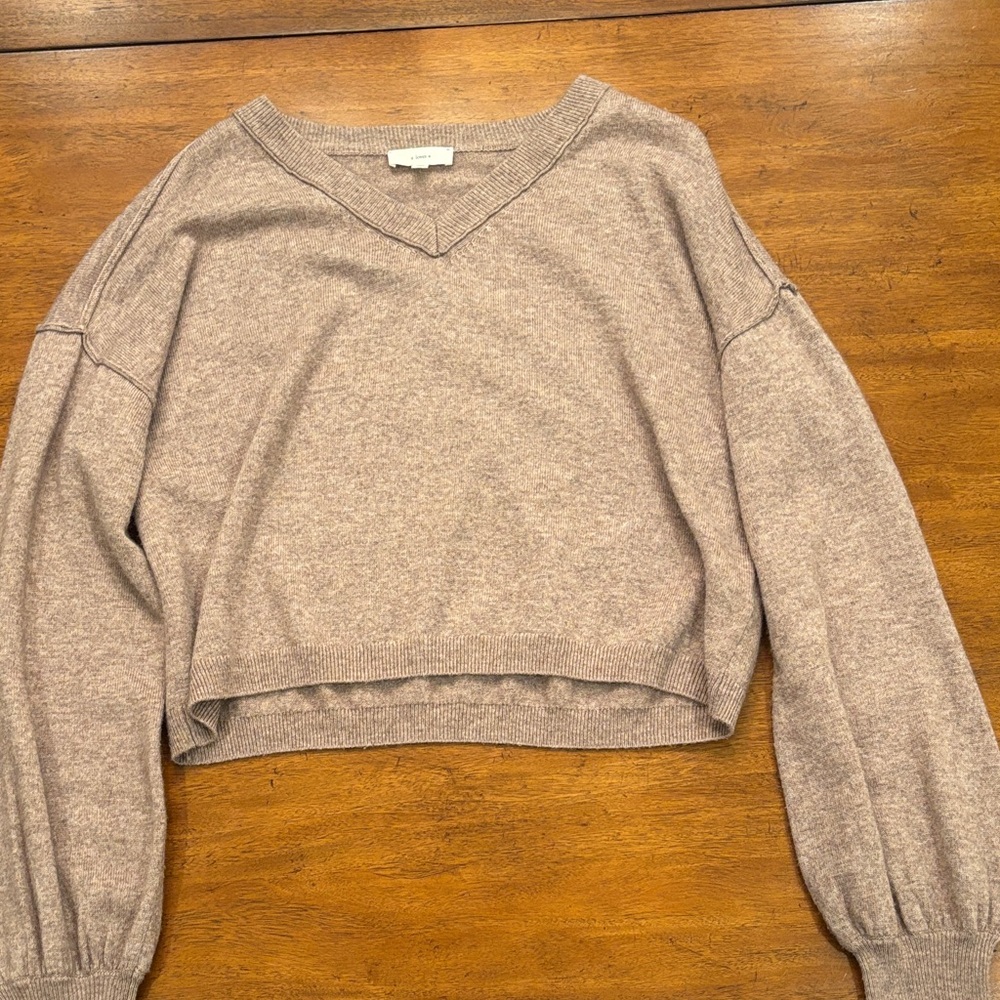 A Loves A Brown V Neck Sweater Cropped